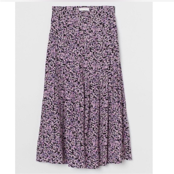 H&M Multi Floral High Rise Midi Skirt Size 8 - Picture 1 of 10